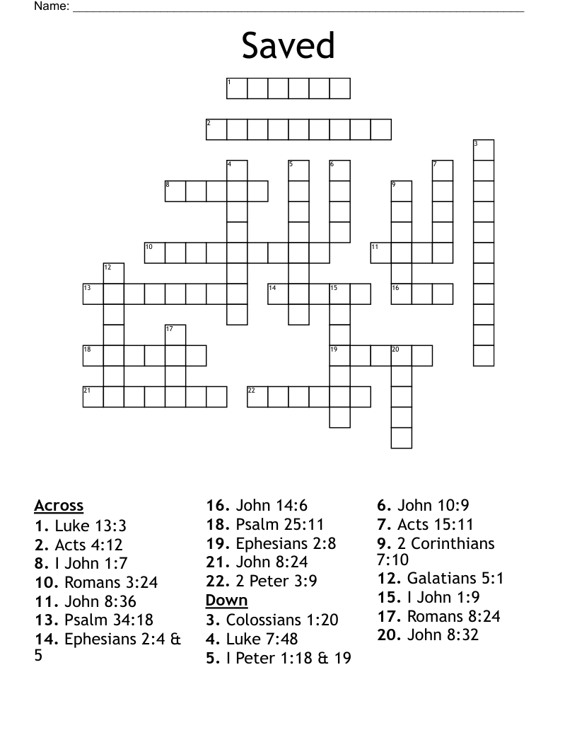 Saved Crossword