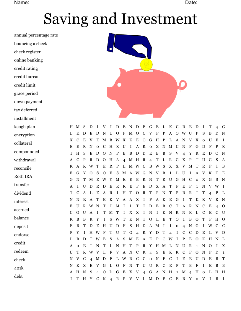 Saving and Investment Word Search