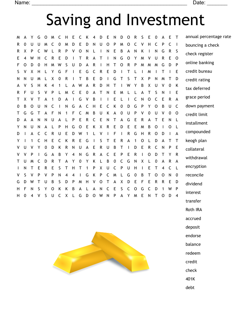 Saving and Investment Word Search