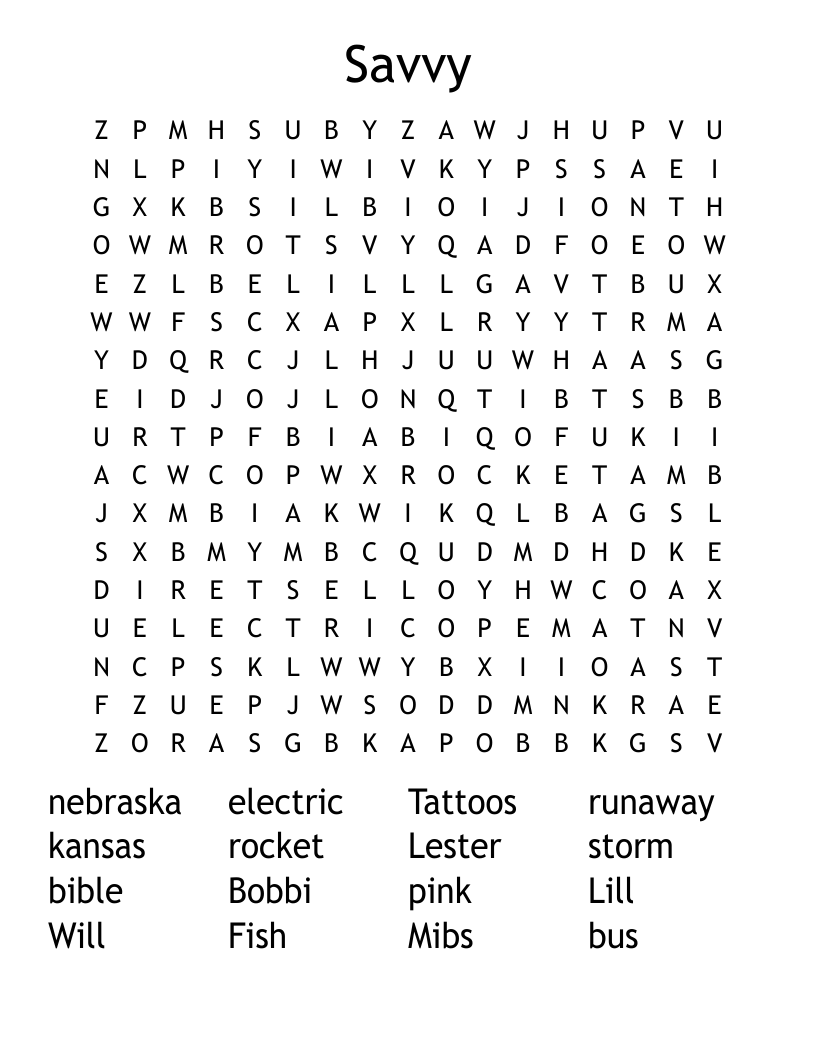 Savvy Word Search