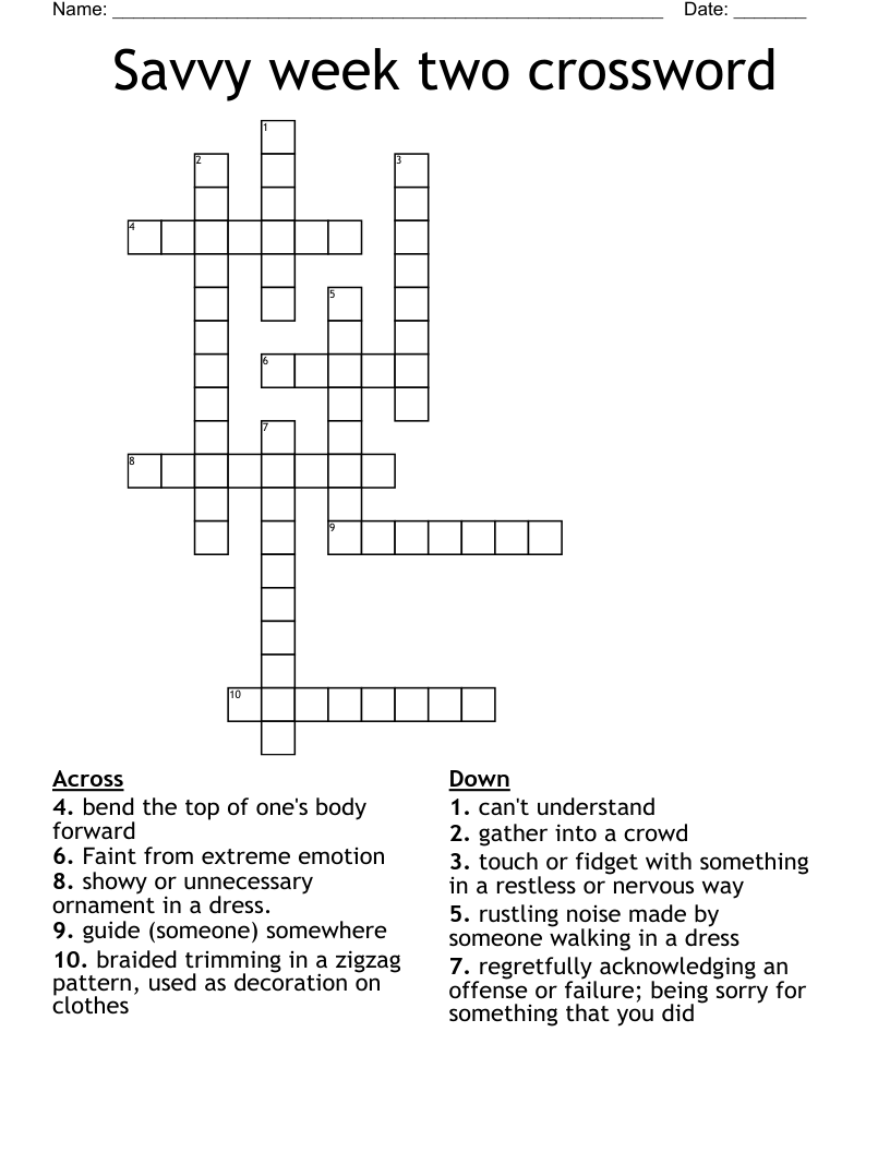 Savvy week two crossword 