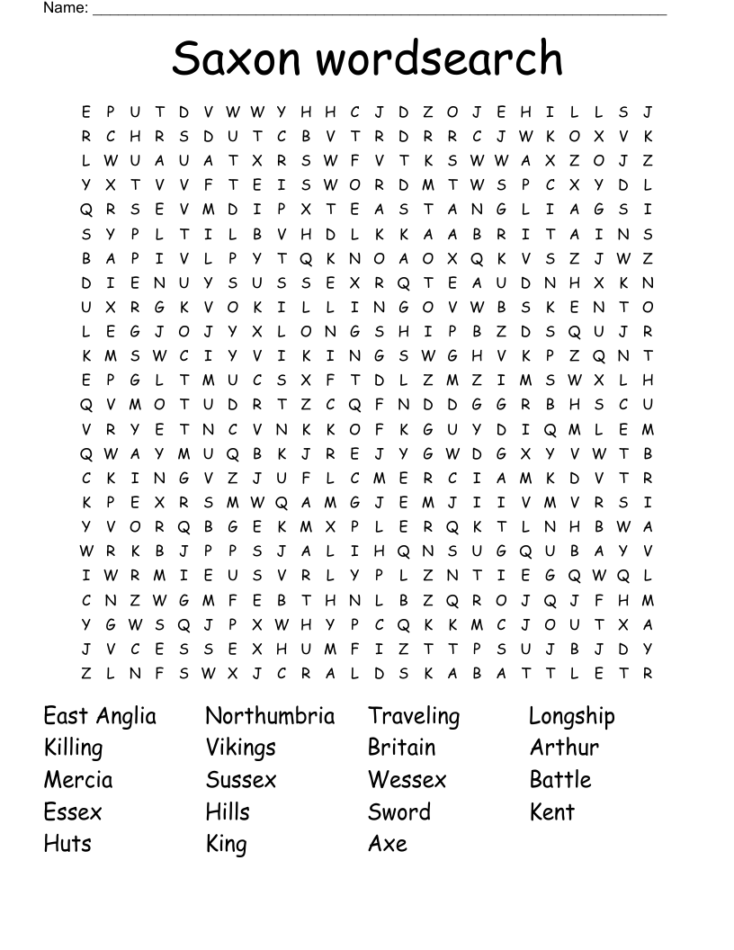 Saxon wordsearch
