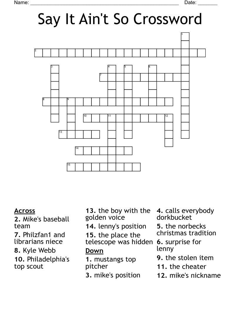 Say It Ain't So Crossword
