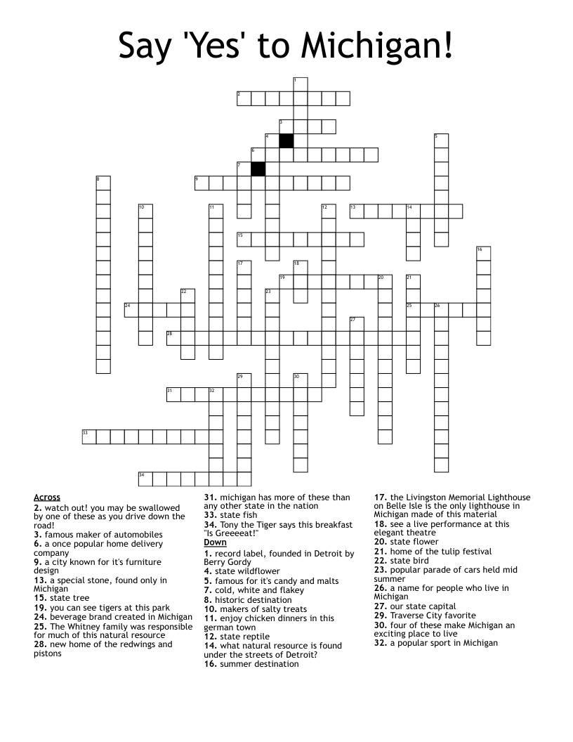 Say 'Yes' to Michigan! Crossword