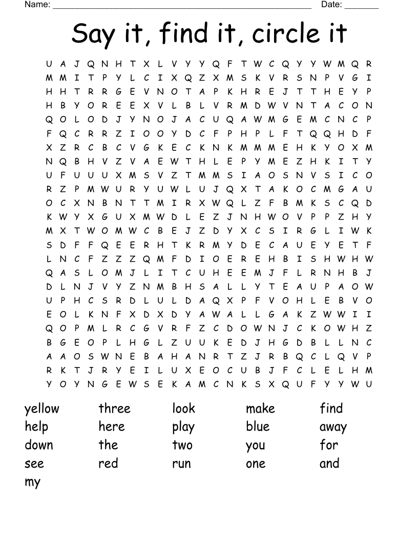 Say it, find it, circle it Word Search