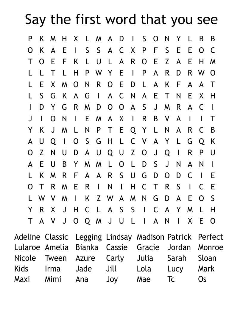 Say the first word that you see Word Search