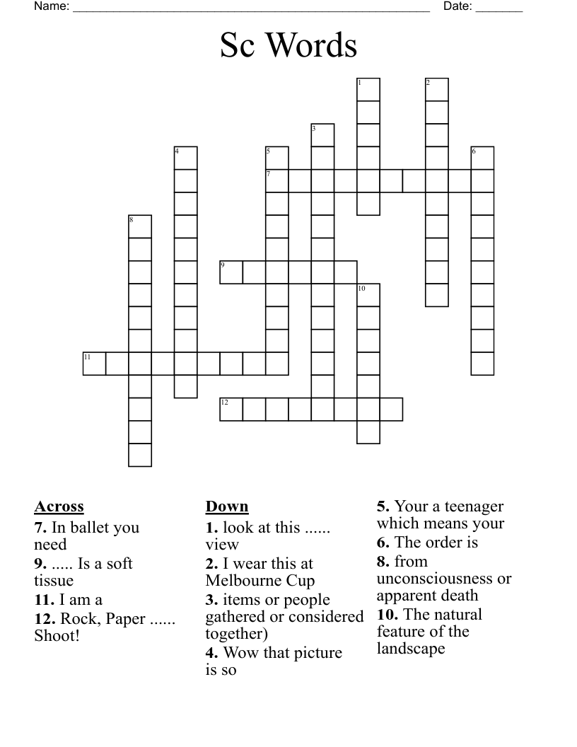 Sc Words Crossword