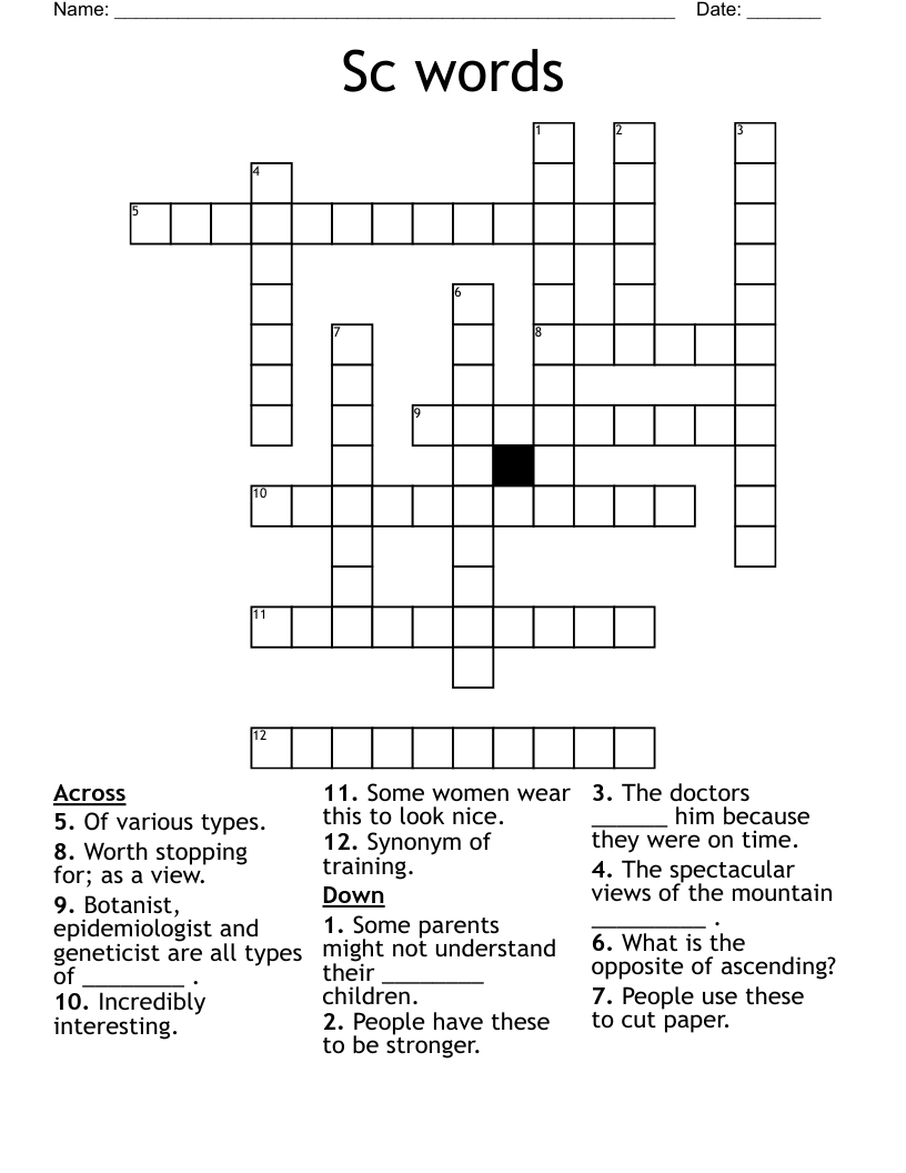 Sc words Crossword