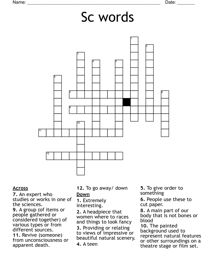 Sc words Crossword