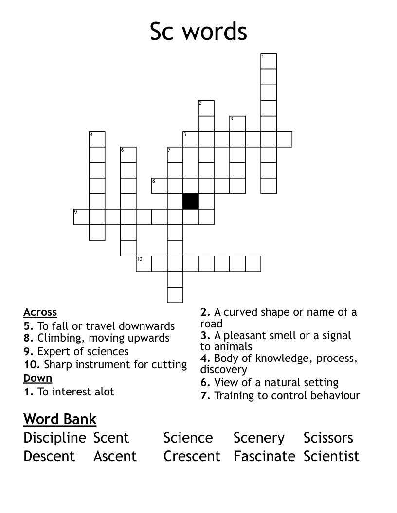 Sc words Crossword