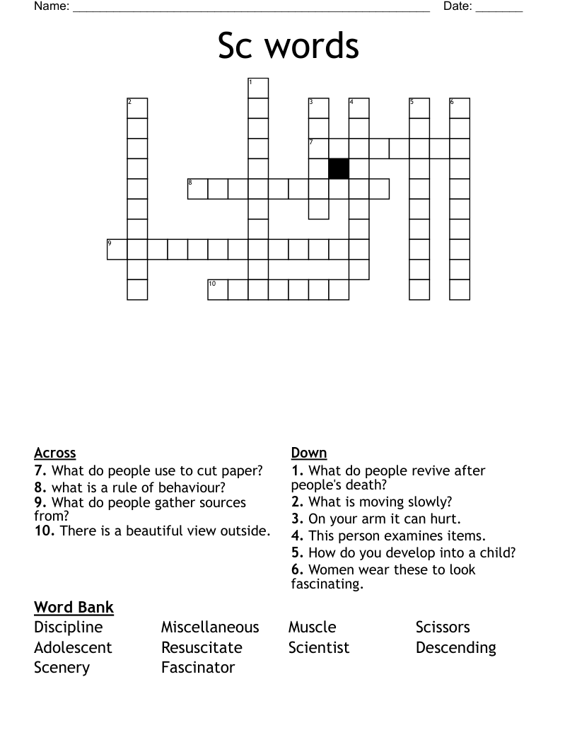 Sc words  Crossword