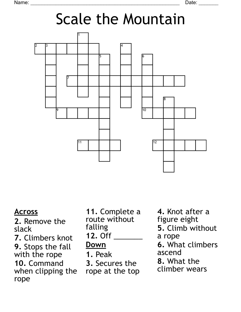 Scale the Mountain Crossword