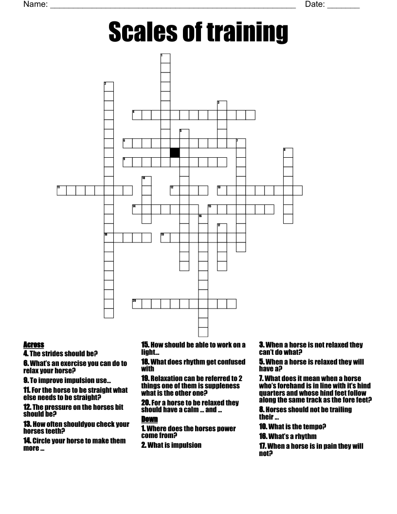 Scales of training  Crossword