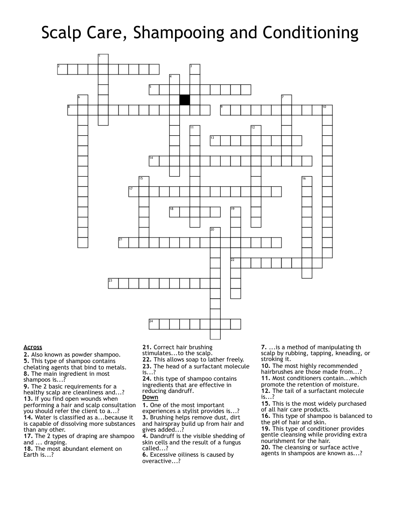 Scalp Care, Shampooing and Conditioning Crossword