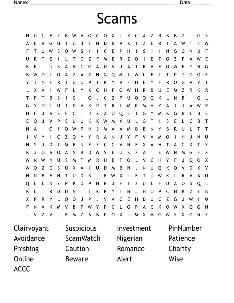 Scams  Word Search