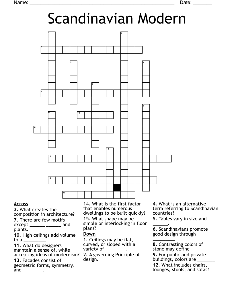 Scandinavian Modern  Crossword
