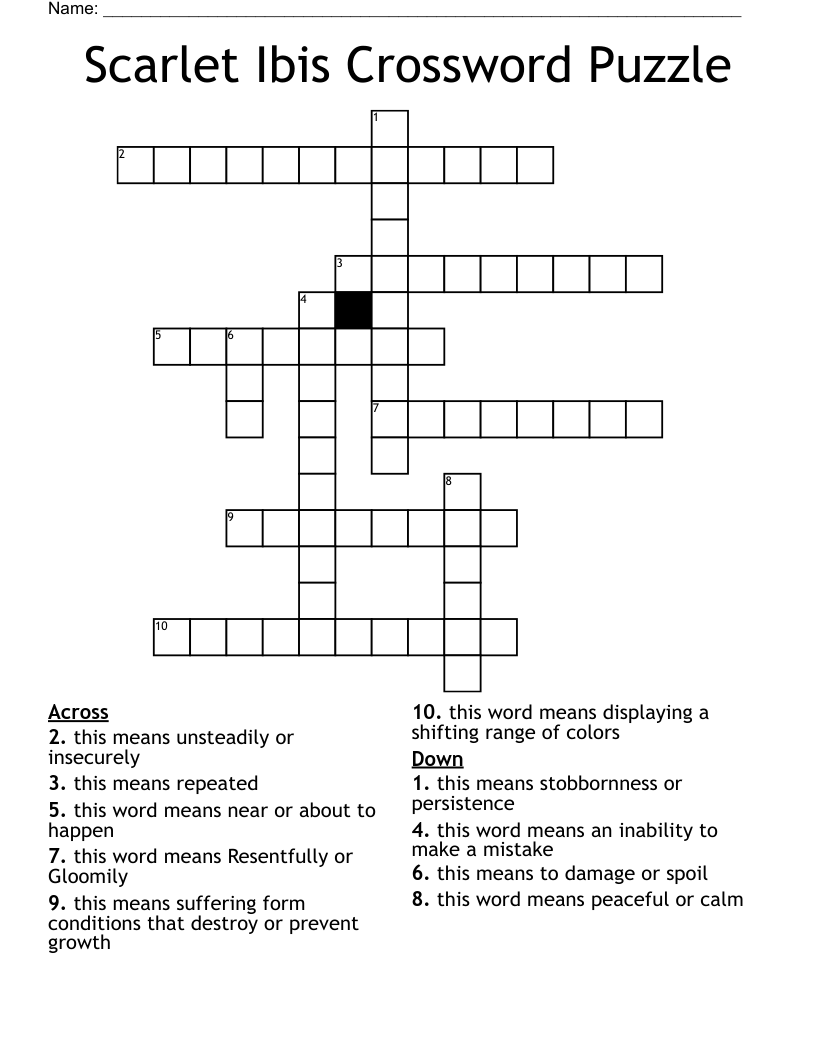 Scarlet Ibis Crossword Puzzle