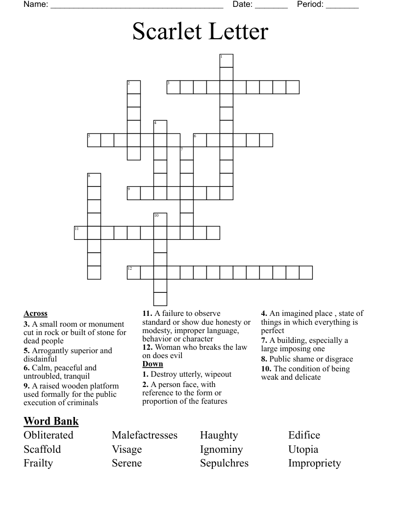 Scarlet Letter Crossword