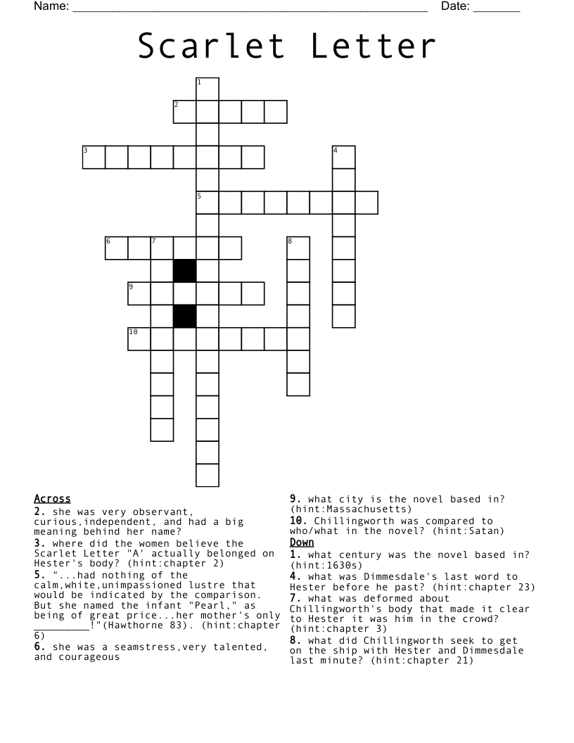 Scarlet Letter Crossword