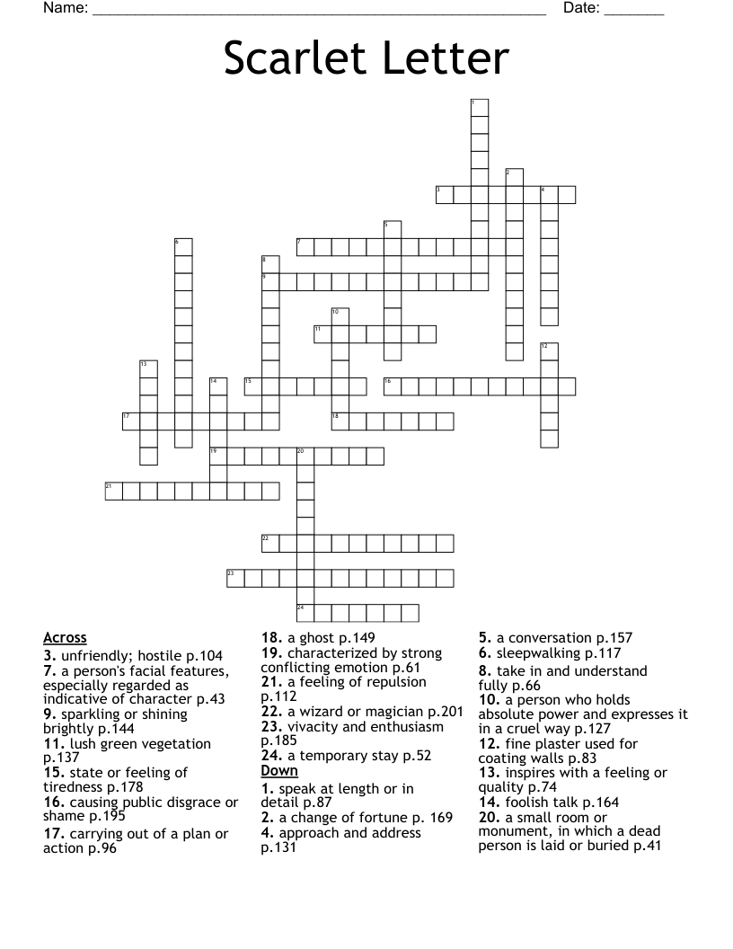 Scarlet Letter Crossword