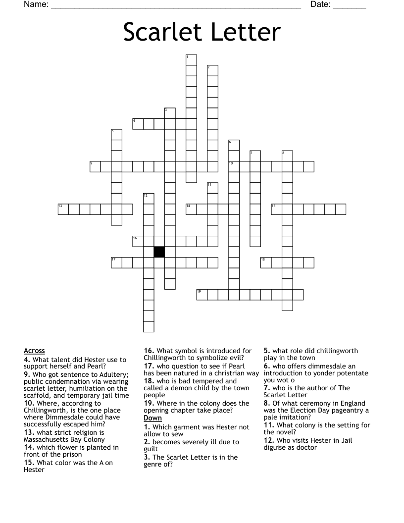 Scarlet Letter Crossword