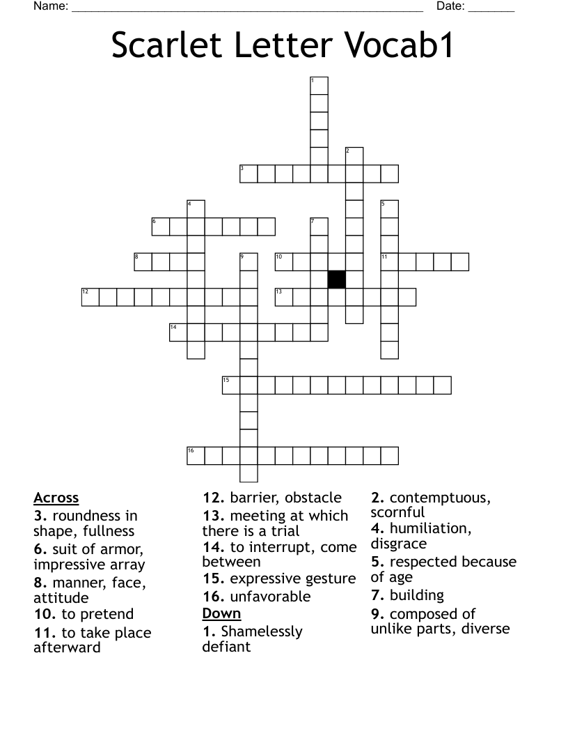 Scarlet Letter Vocab1 Crossword