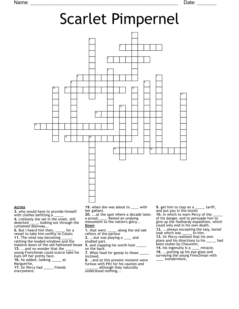 Scarlet Pimpernel Crossword