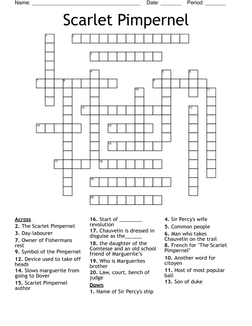 Scarlet Pimpernel Crossword