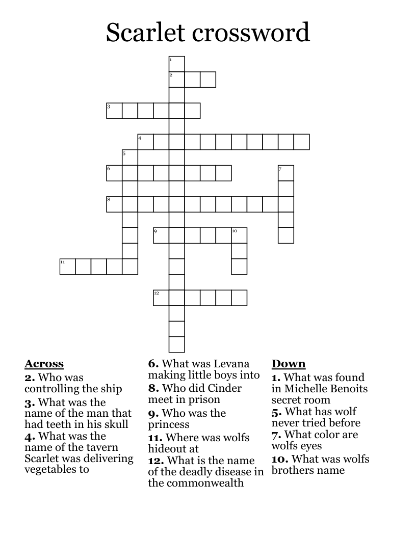 Scarlet crossword