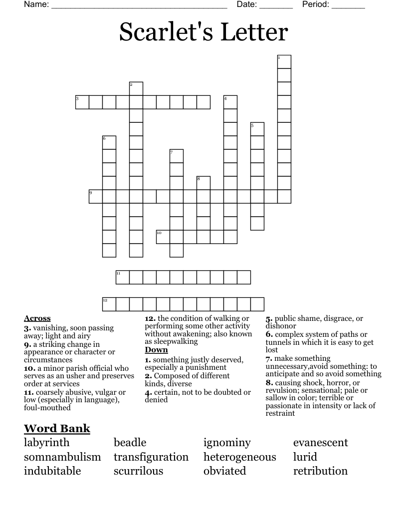 Scarlet's  Letter  Crossword
