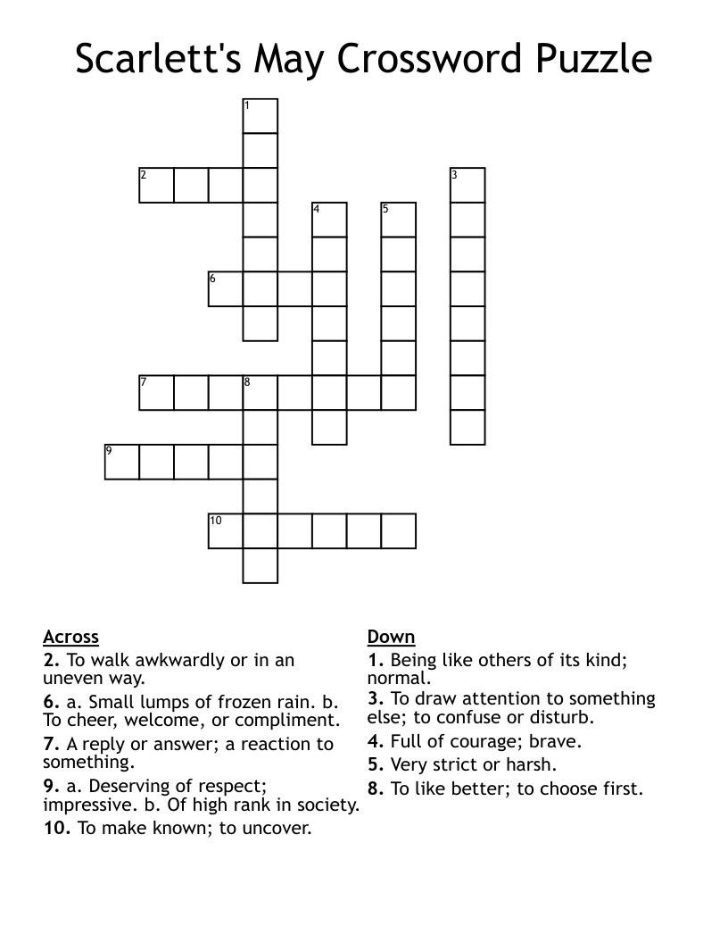 Scarlett's May Crossword Puzzle