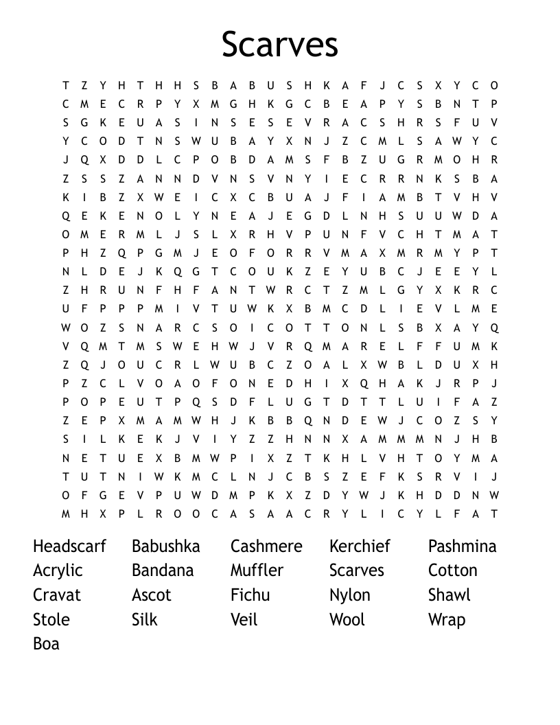 Scarves Word Search