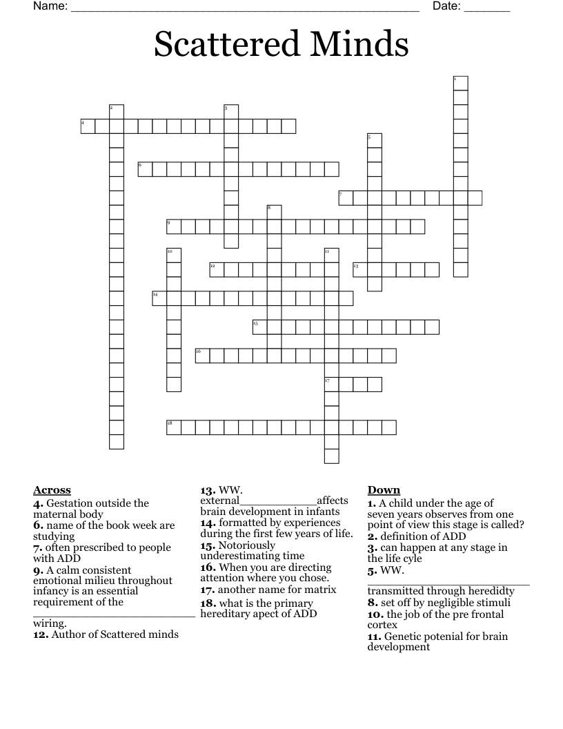 Scattered Minds Crossword