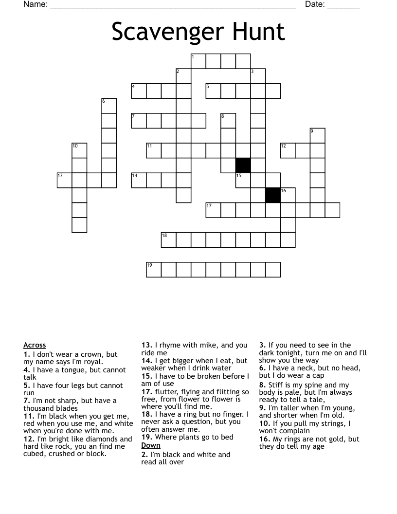 Scavenger Hunt Crossword