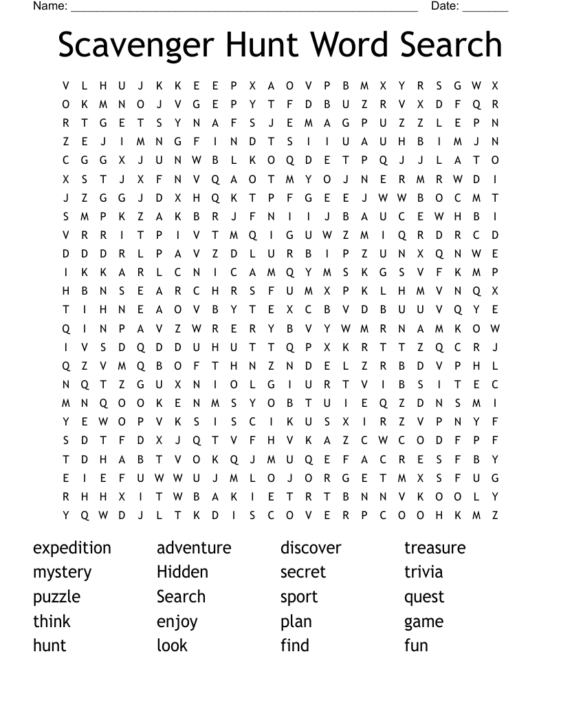 Scavenger Hunt Word Search