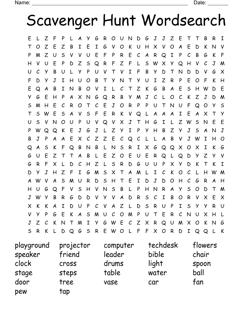 Scavenger Hunt Wordsearch