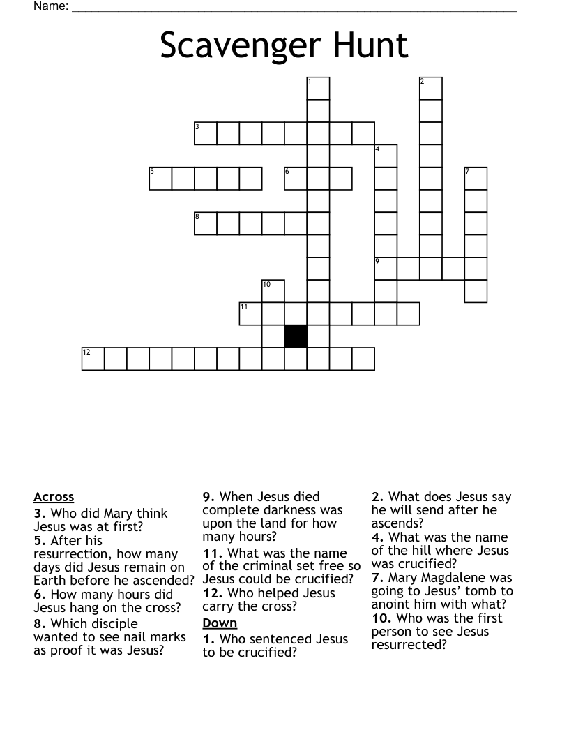 Scavenger Hunt  Crossword
