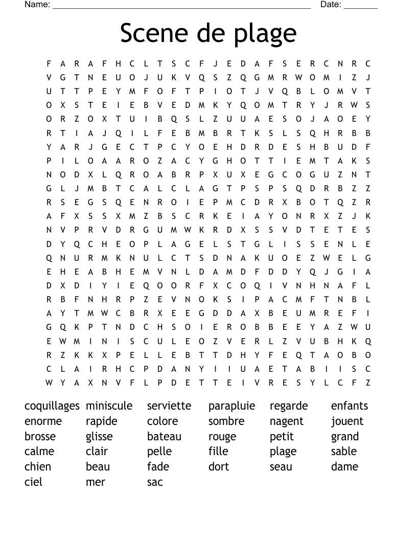 Scene de plage Word Search