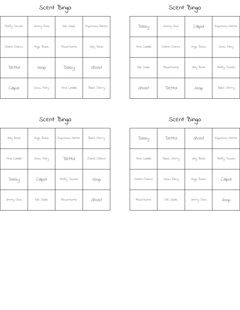 Scent Bingo