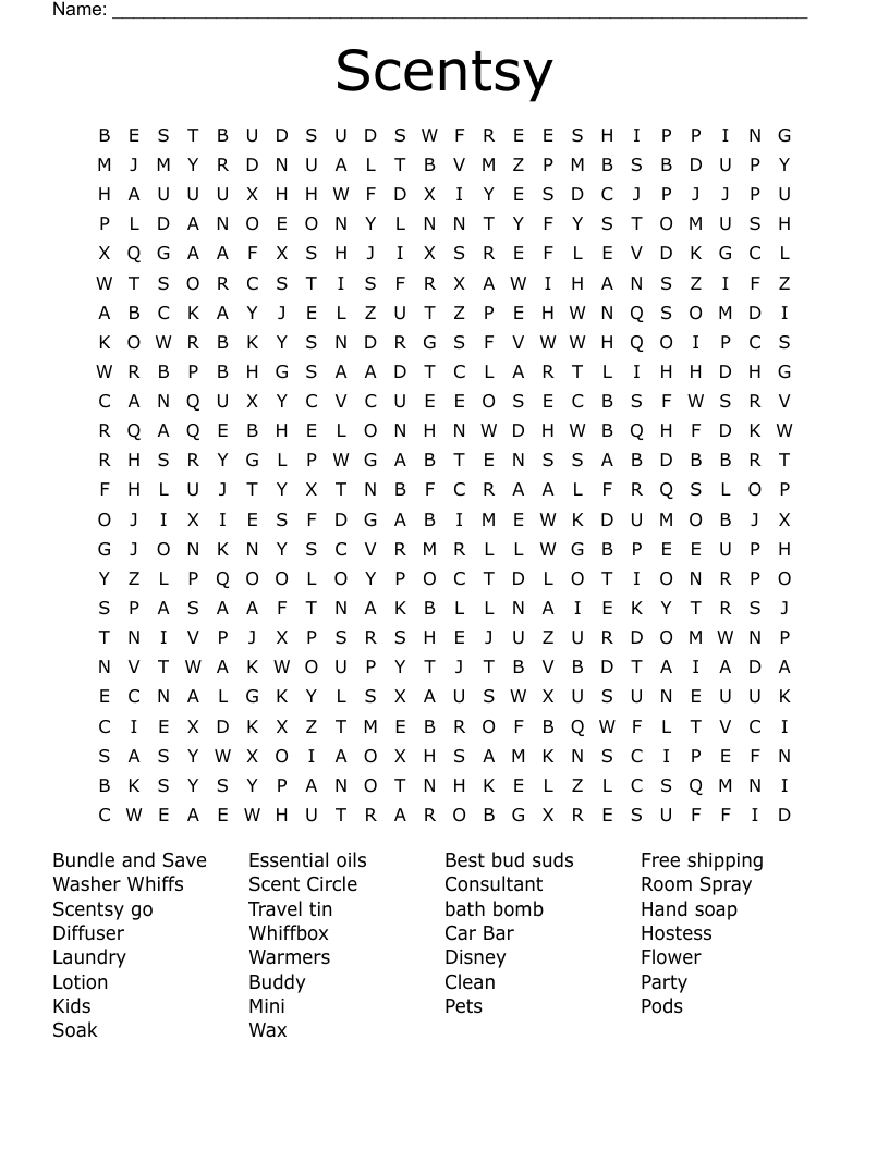 Scentsy Word Search