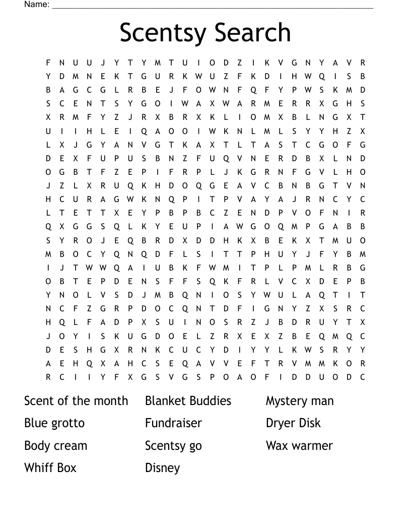 Scentsy Search Word Search