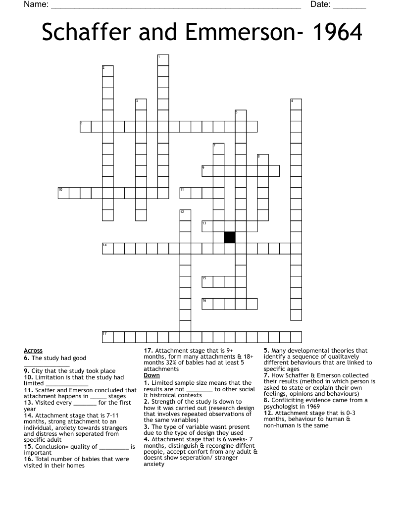 Schaffer and Emmerson- 1964 Crossword