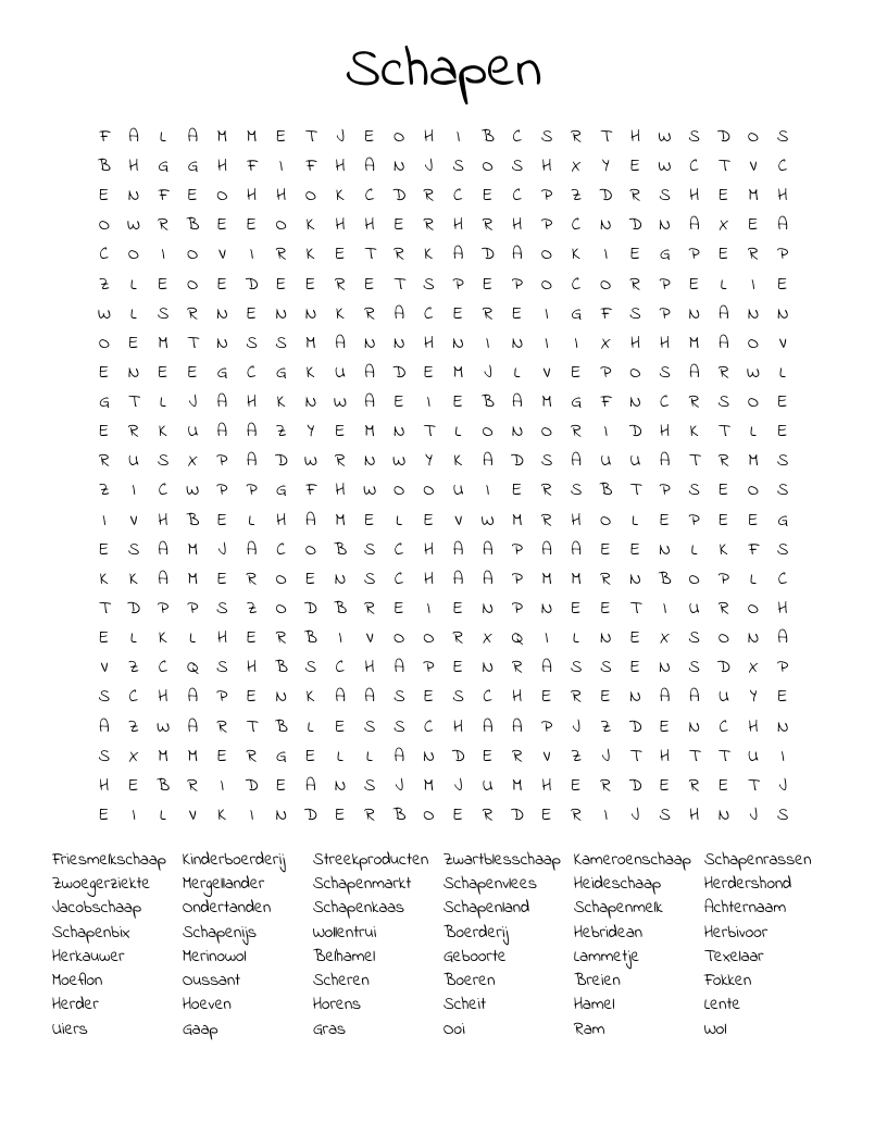Schapen Word Search
