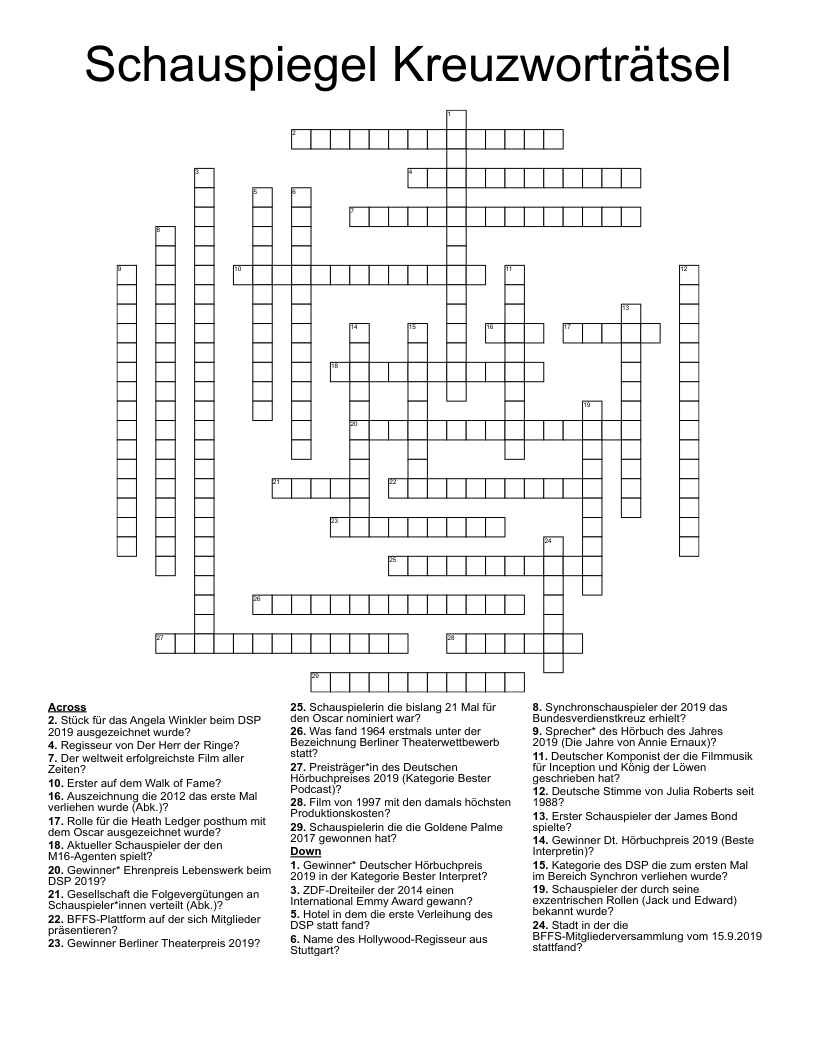 Schauspiegel Kreuzworträtsel Crossword