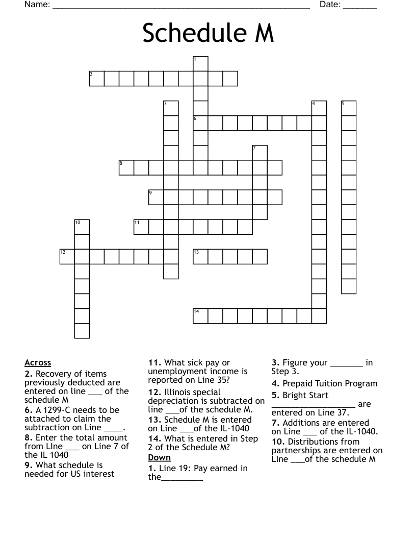 Schedule M Crossword