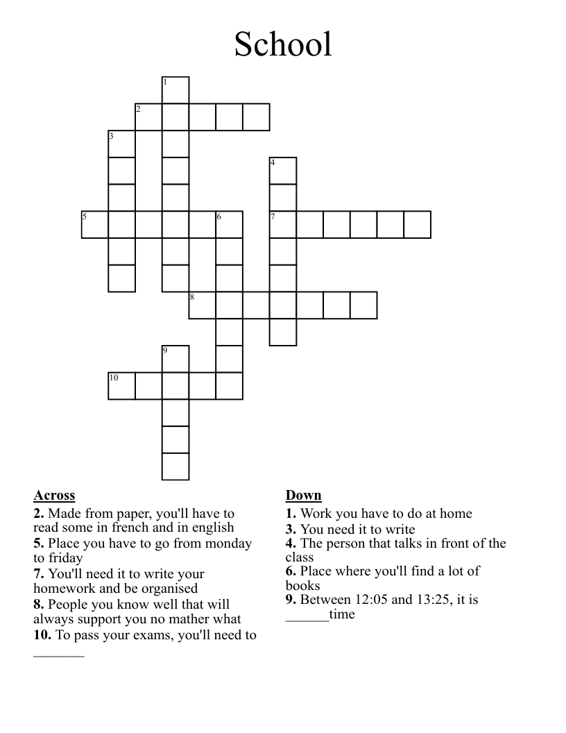 School Crossword