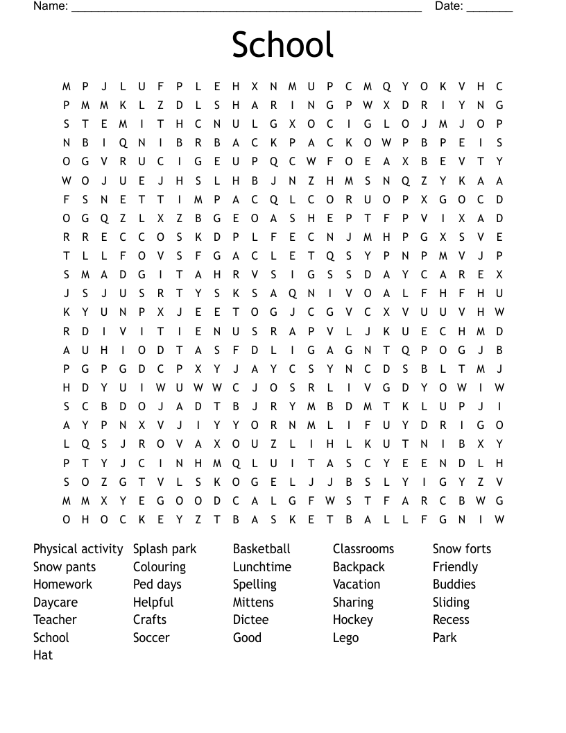 School Word Search