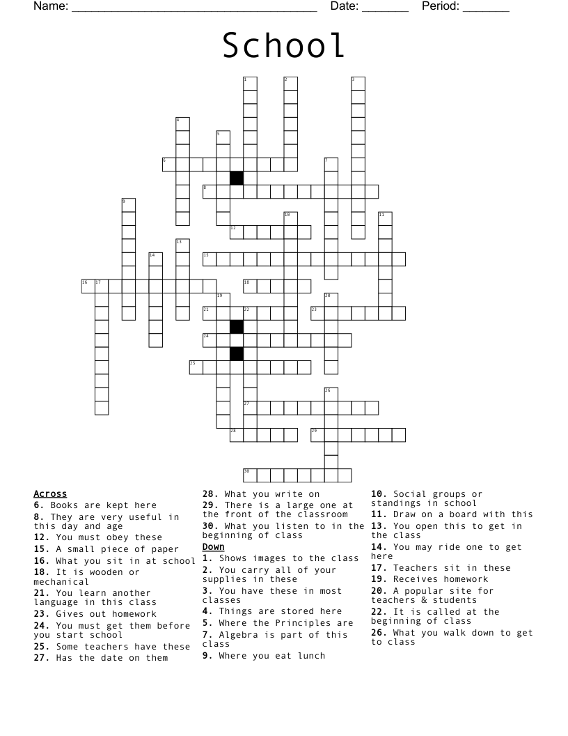 School Crossword