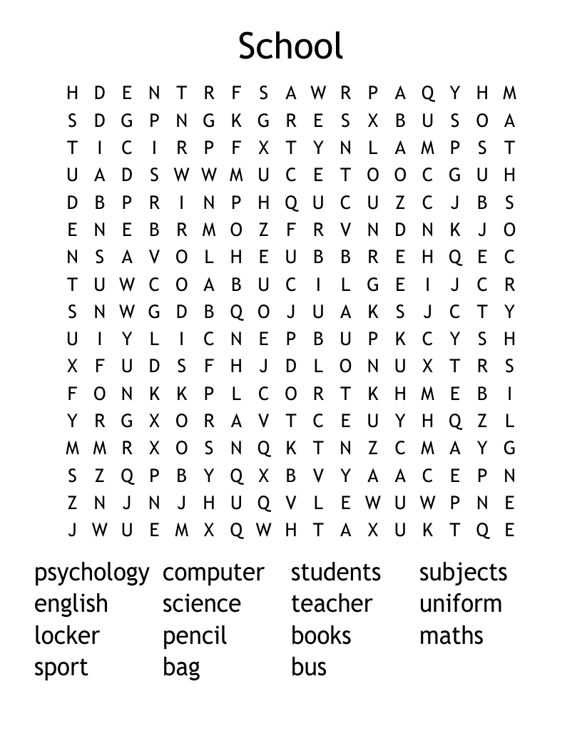 School Word Search
