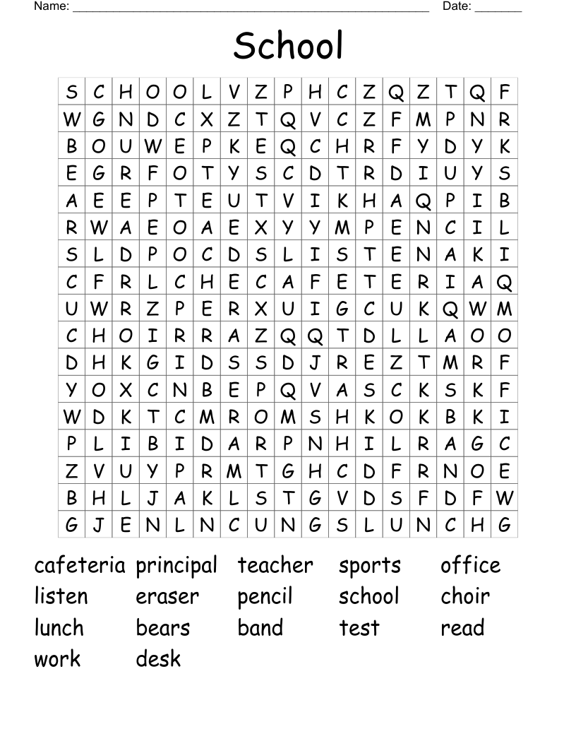 School Word Search
